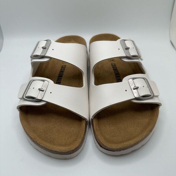 CUSHIONAIRE Women's Cork Footbed Sandal With +Comfort 7 WHITE - Picture 2 of 7